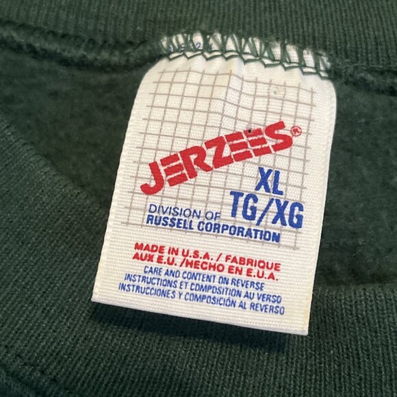 Vintage Jerzees Pumpkin Fall Sweatshirt SZ XL Green Leaves Border Glitter USA - Picture 8 of 11